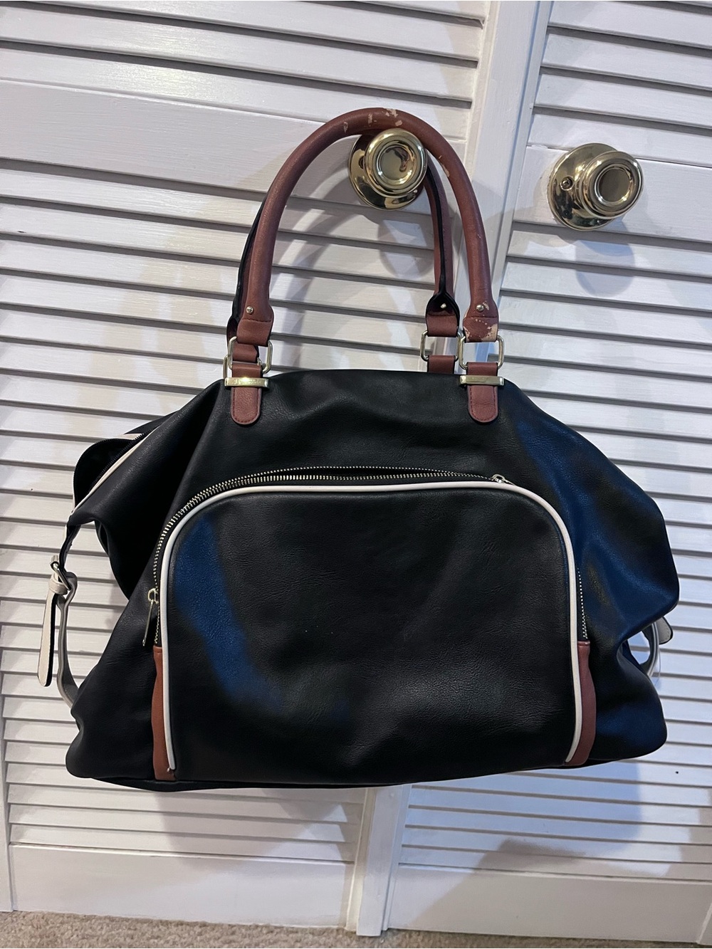 Classic Black & Brown Tote duffle travel Bag - Sophisticated Everyday Carry